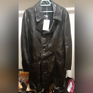 Authenticated Versace Couture Women's Leather Coat Size 30/44